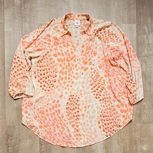 CAbi Men's Casual Button Down Shirt - Orange and Pink Pattern